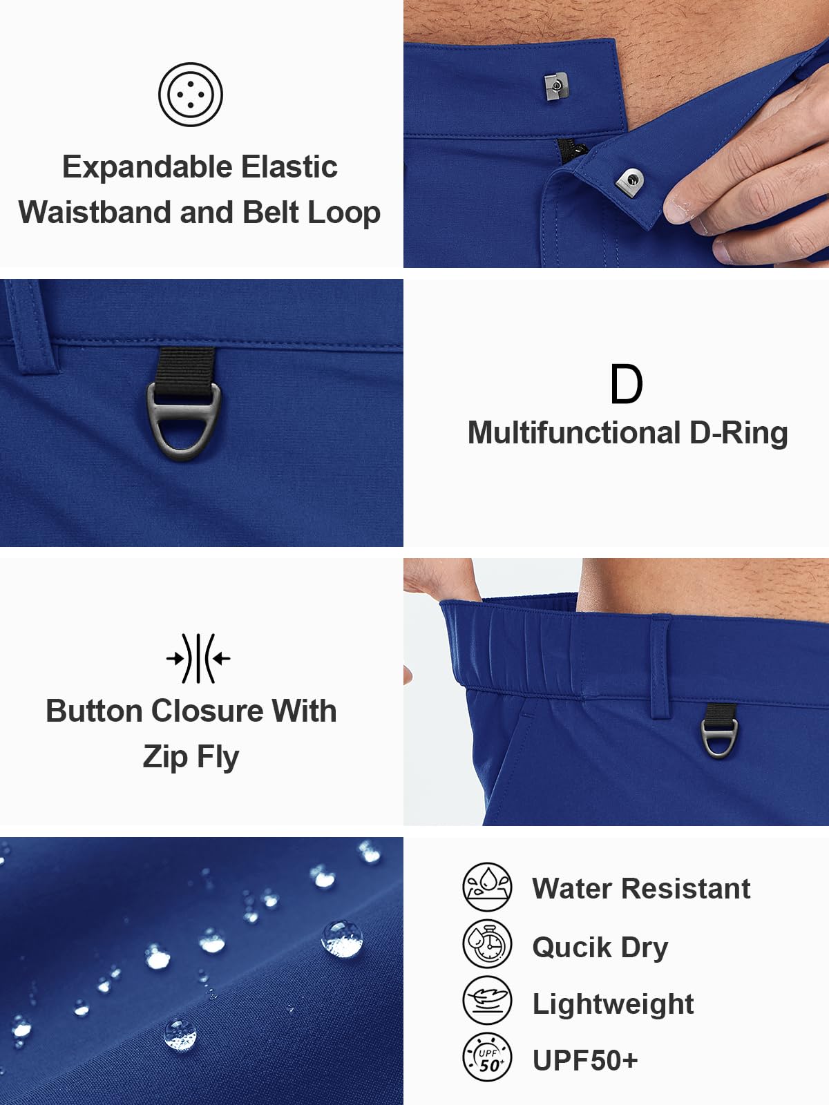 NORTHYARD men's cargo shorts elastic waist with D-ring for adjustable comfort