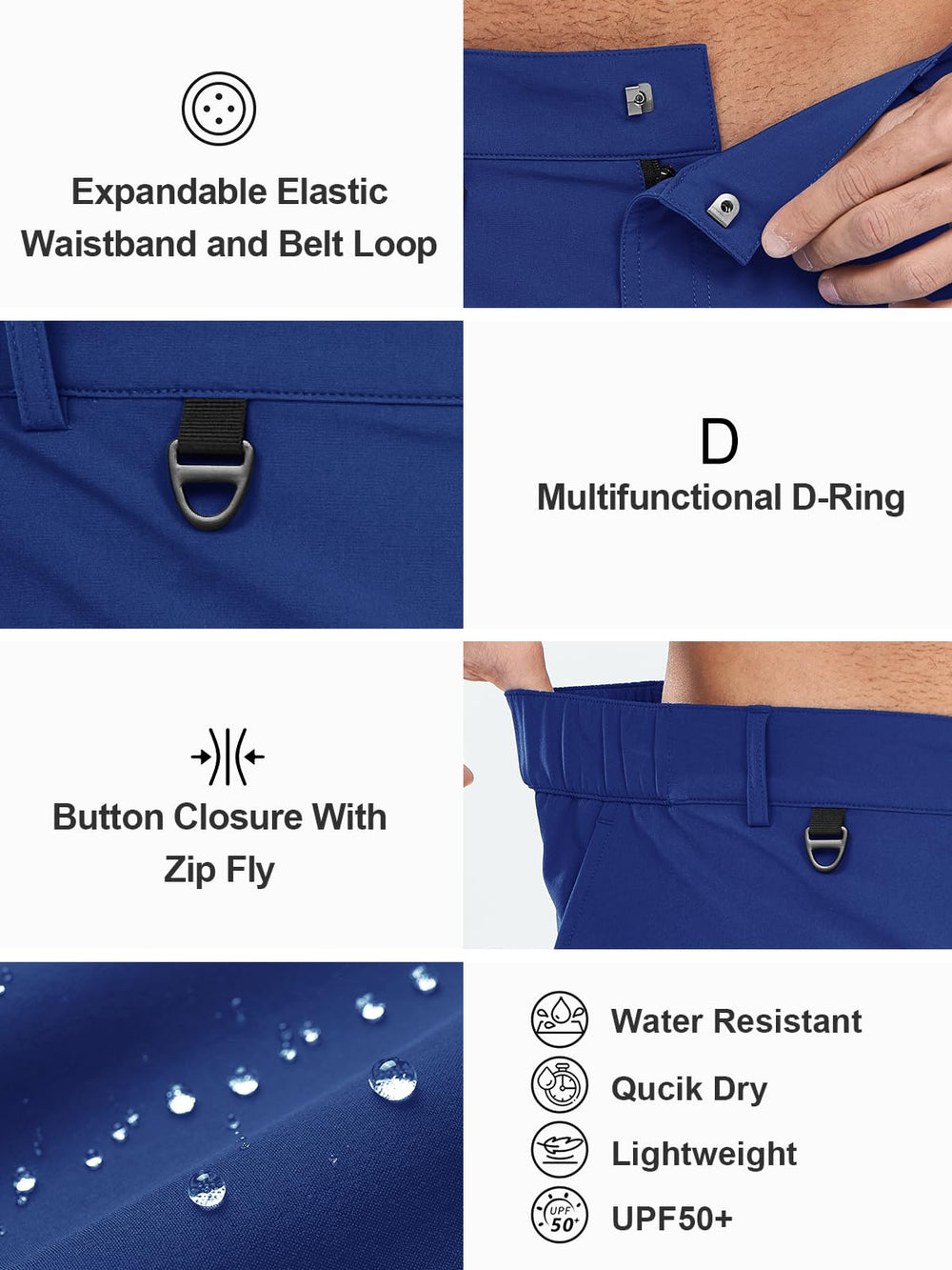 NORTHYARD men's cargo shorts elastic waist with D-ring for adjustable comfort