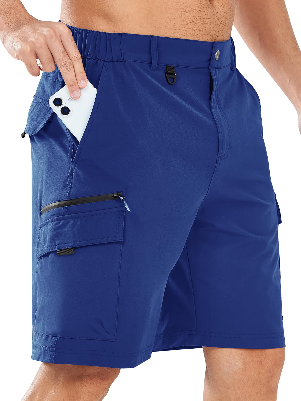 NORTHYARD men's cargo shorts front view show 9-inch length for all-day comfort