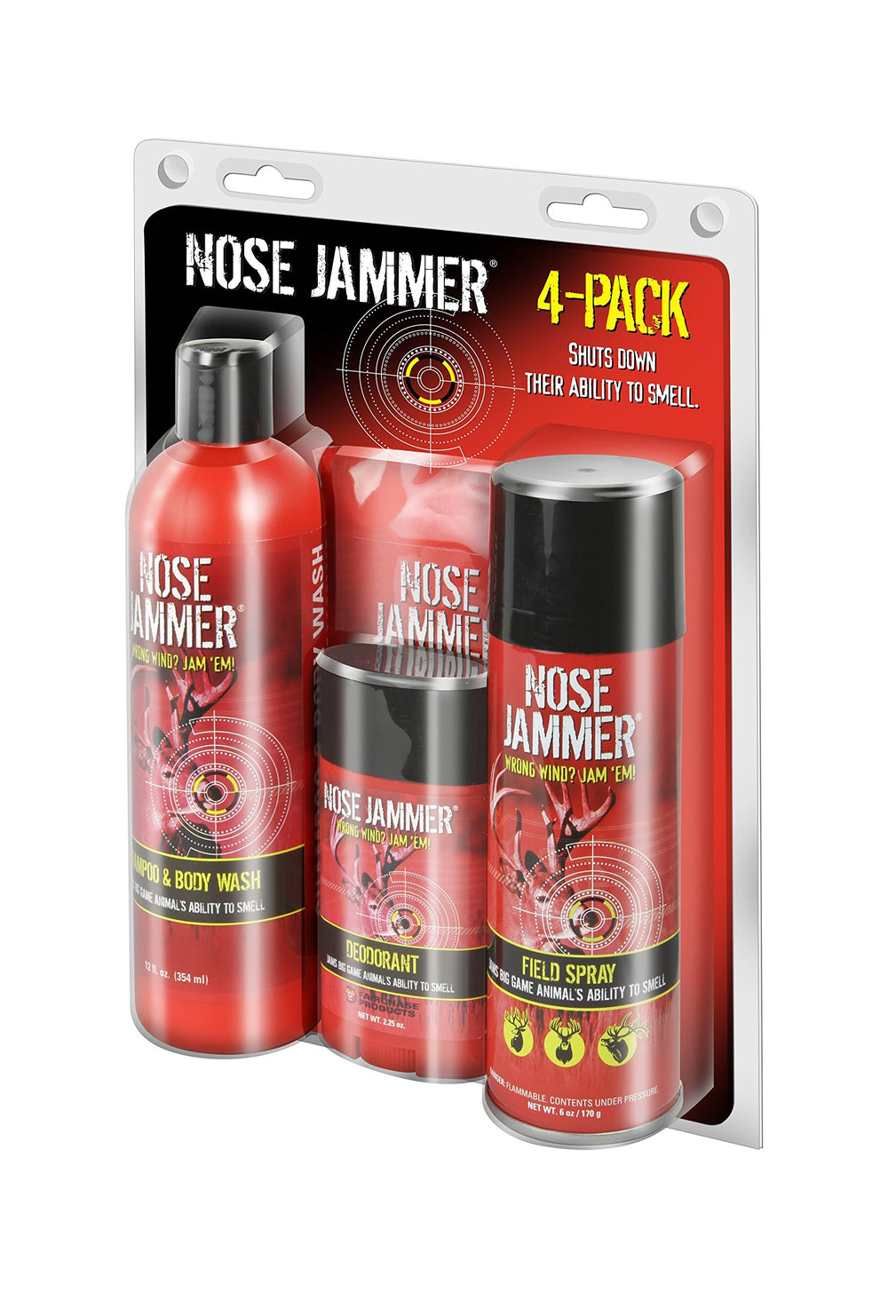 Nose Jammer field spray bottle for portable scent control during hunts.