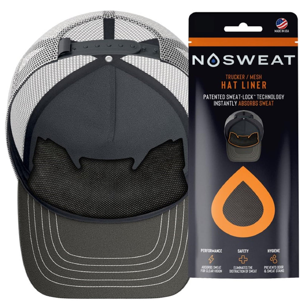 No Sweat mesh hat guard inside view shows absorbent protection against sweat.