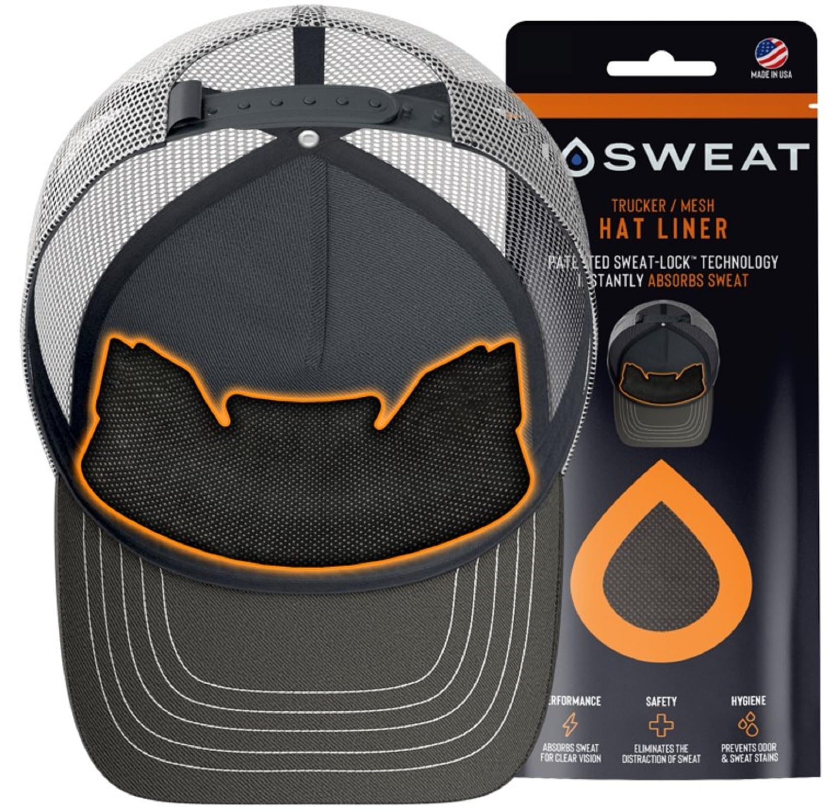 No Sweat sweat absorber material closeup highlights ultra-thin, comfortable wear.