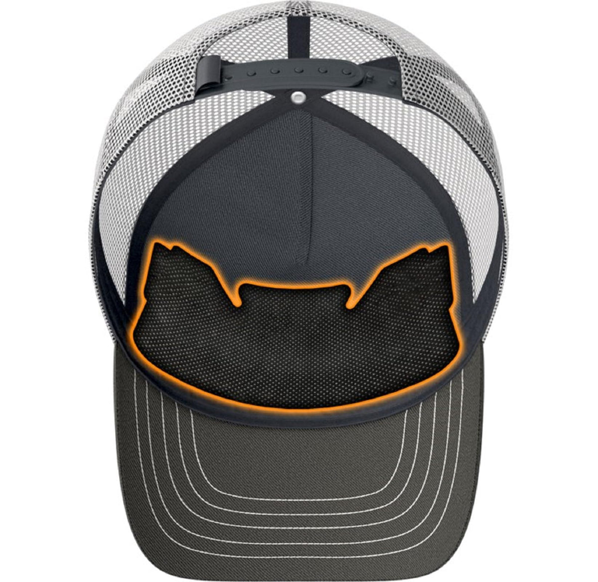 No Sweat trucker hat sweat liner inside front view protects eyes from sweat.