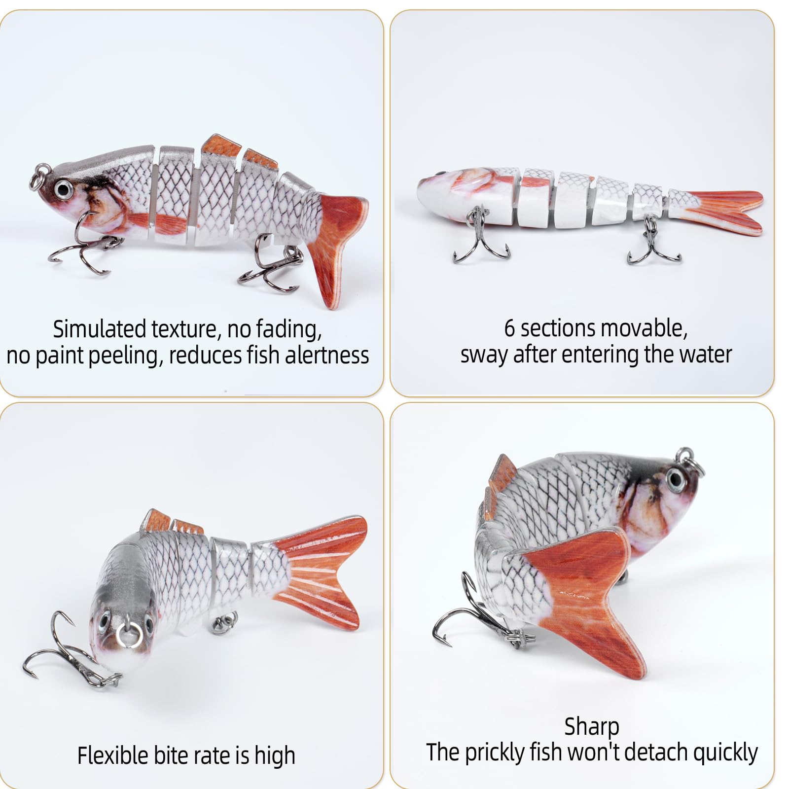 Close-up of Notakia swimbait with 3D eyes and pearl powder coating