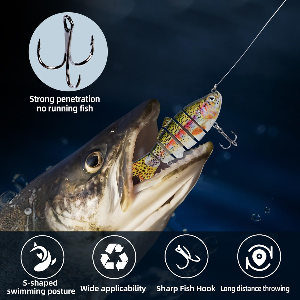 Lure in action showing lifelike swimming motion