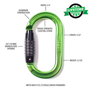 Notch carabiner shows I-beam frame for improved stiffness and strength