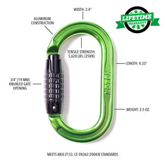 Notch carabiner shows I-beam frame for improved stiffness and strength