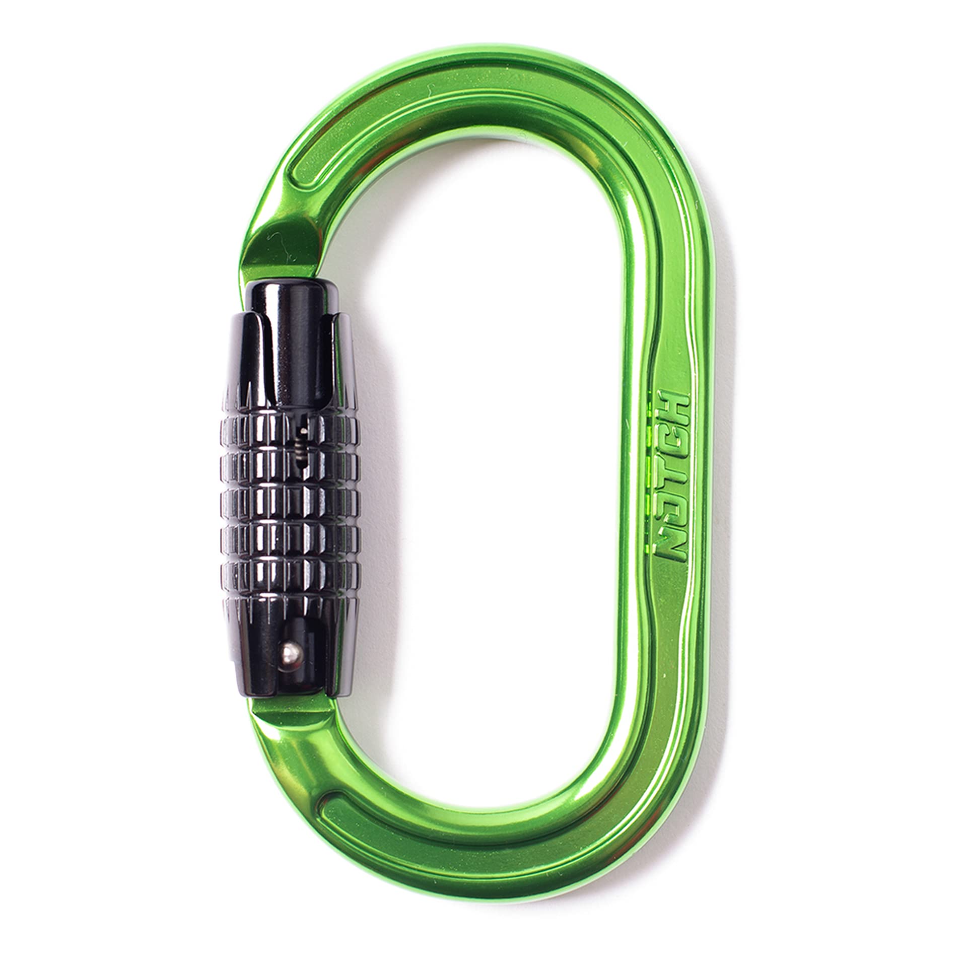 Notch Absolute Oval Aluminum Carabiner with knurled gate for secure quick connections