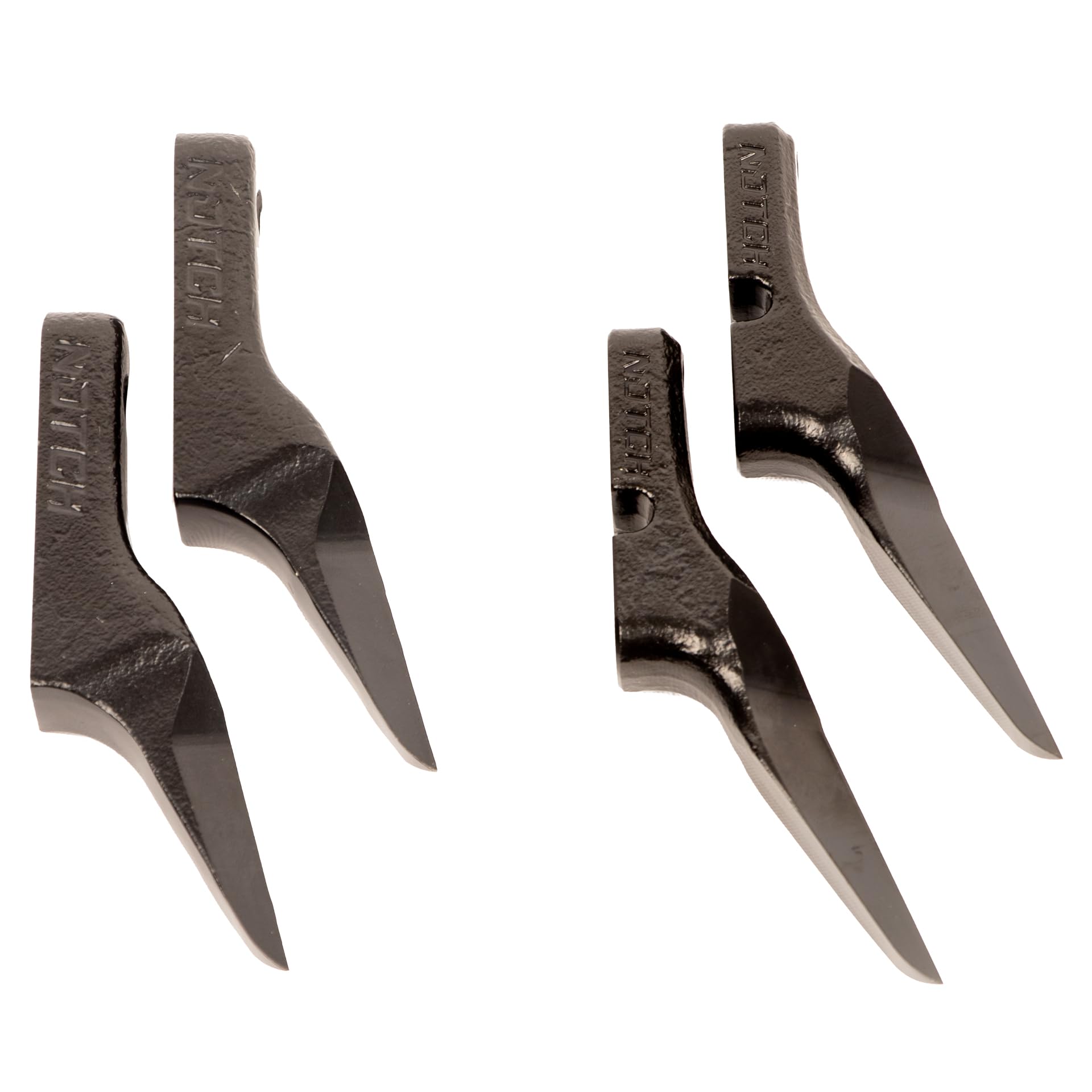Notch Climbers long gaffs close-up; included hardware for easy replacement.