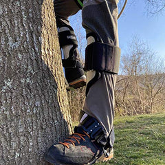 Notch Gecko Aluminum 2.0 climbers in use on a pole for secure ascent.