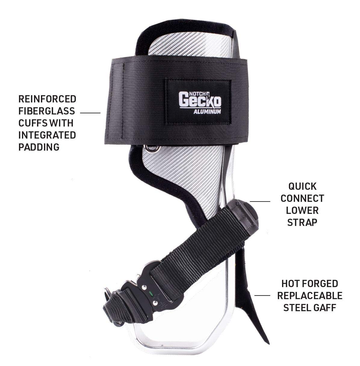 Notch Gecko Aluminum 2.0 climbers on a pole demonstrate reliable traction.