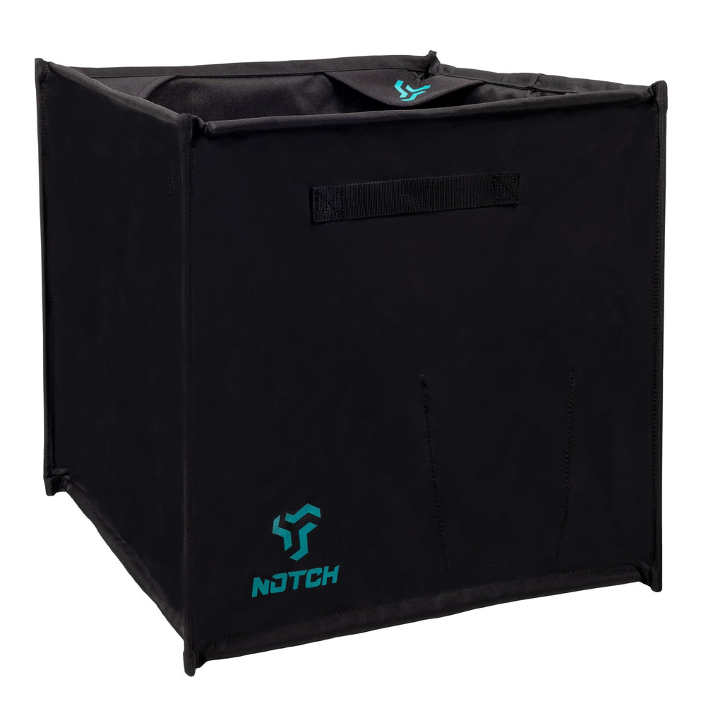 Notch Throwline Pro Folding Cube Black open compartments showing organized storage