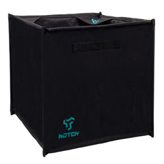 Notch Throwline Pro Folding Cube Black open compartments showing organized storage