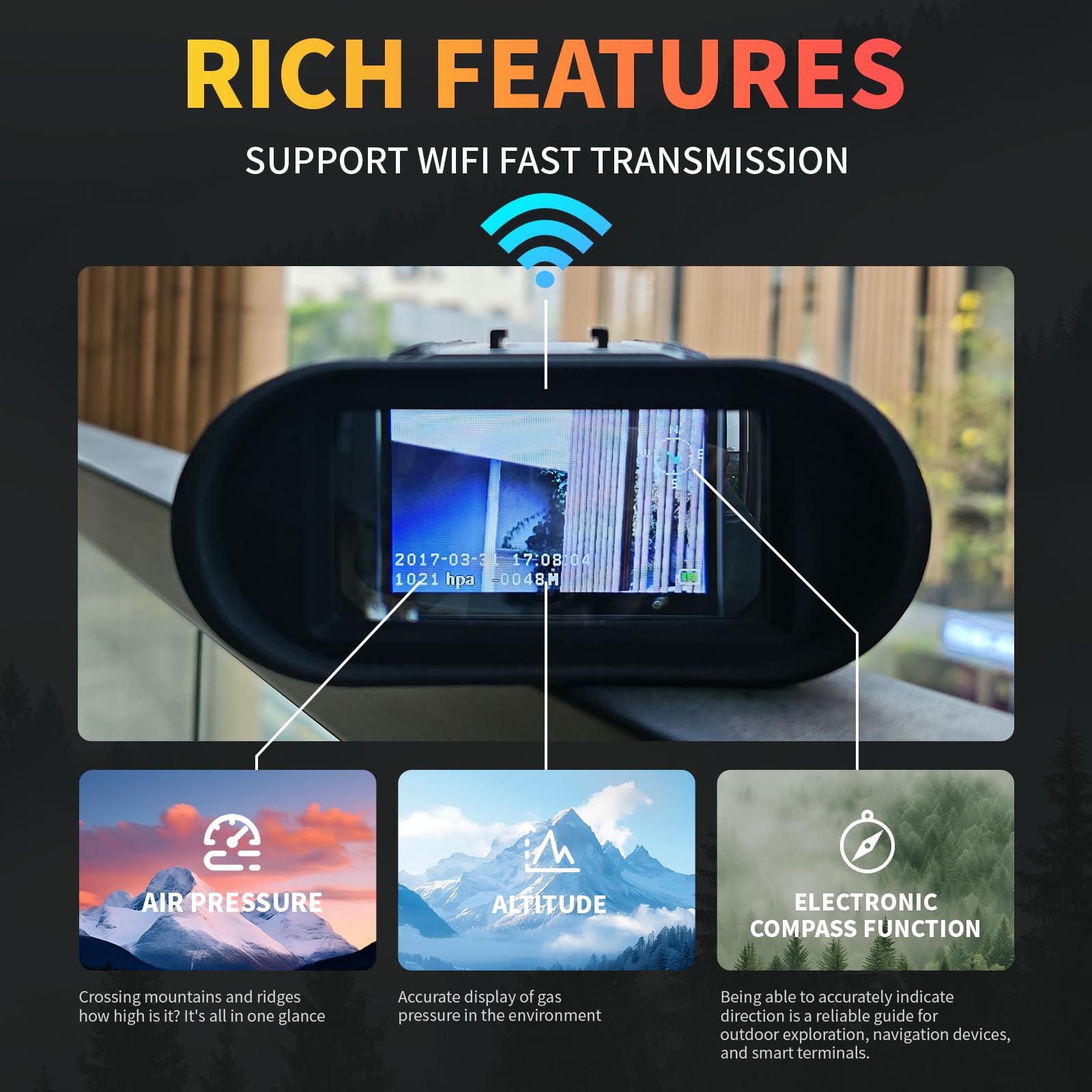 NovaLens with altitude and compass sensors for outdoor navigation