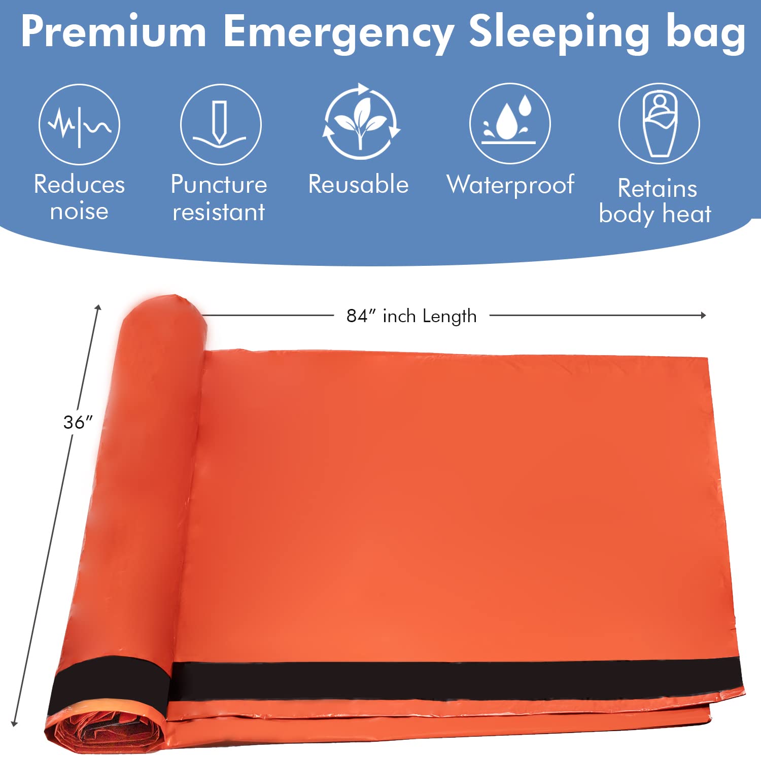 NovaMedic emergency sleeping bag waterproof Mylar layer protects against rain and wind.