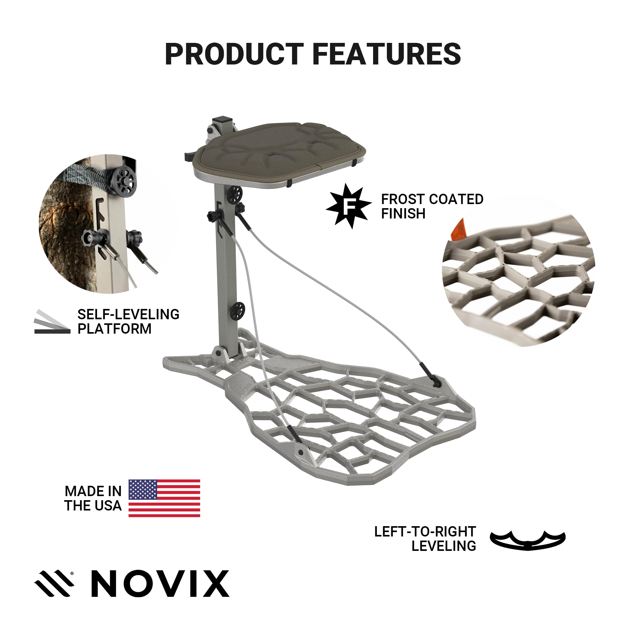 NOVIX Helo Hunt Ready System seat cushion adds comfortable all-day seating