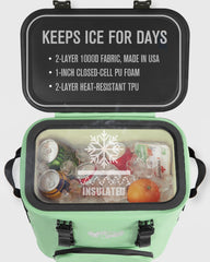 Novoto Magnetic Backpack Cooler worn on back with straps shows user-friendly portability