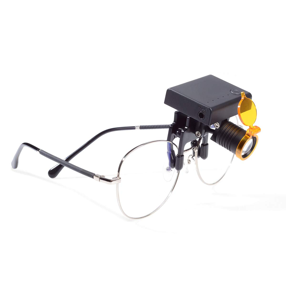 NSKI 3W headlamp with filter clip for precise loupe lighting during procedures.