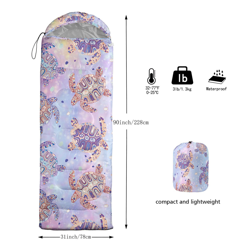 Nttopship sea turtle sleeping bag carry bag view highlights travel-friendly storage and quick setup.