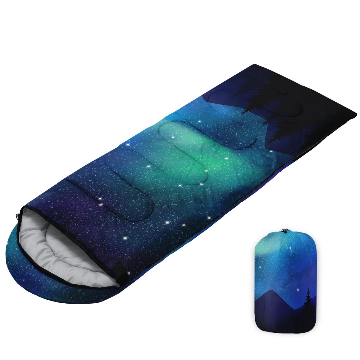 Nttopship all-season sleeping bag folded in carry bag for travel warmth