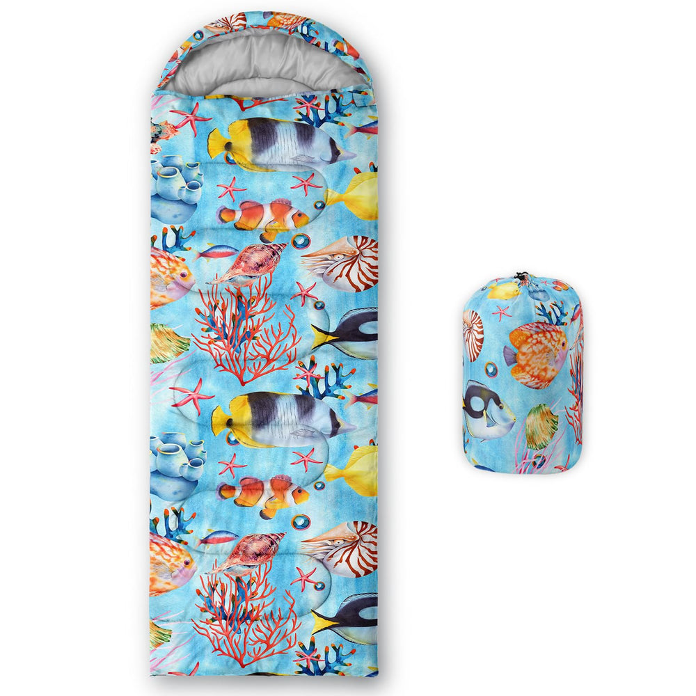 NTTOPSHIP Sleeping Bag Blue Ocean—closed shell view emphasizes warmth and weather resistance.