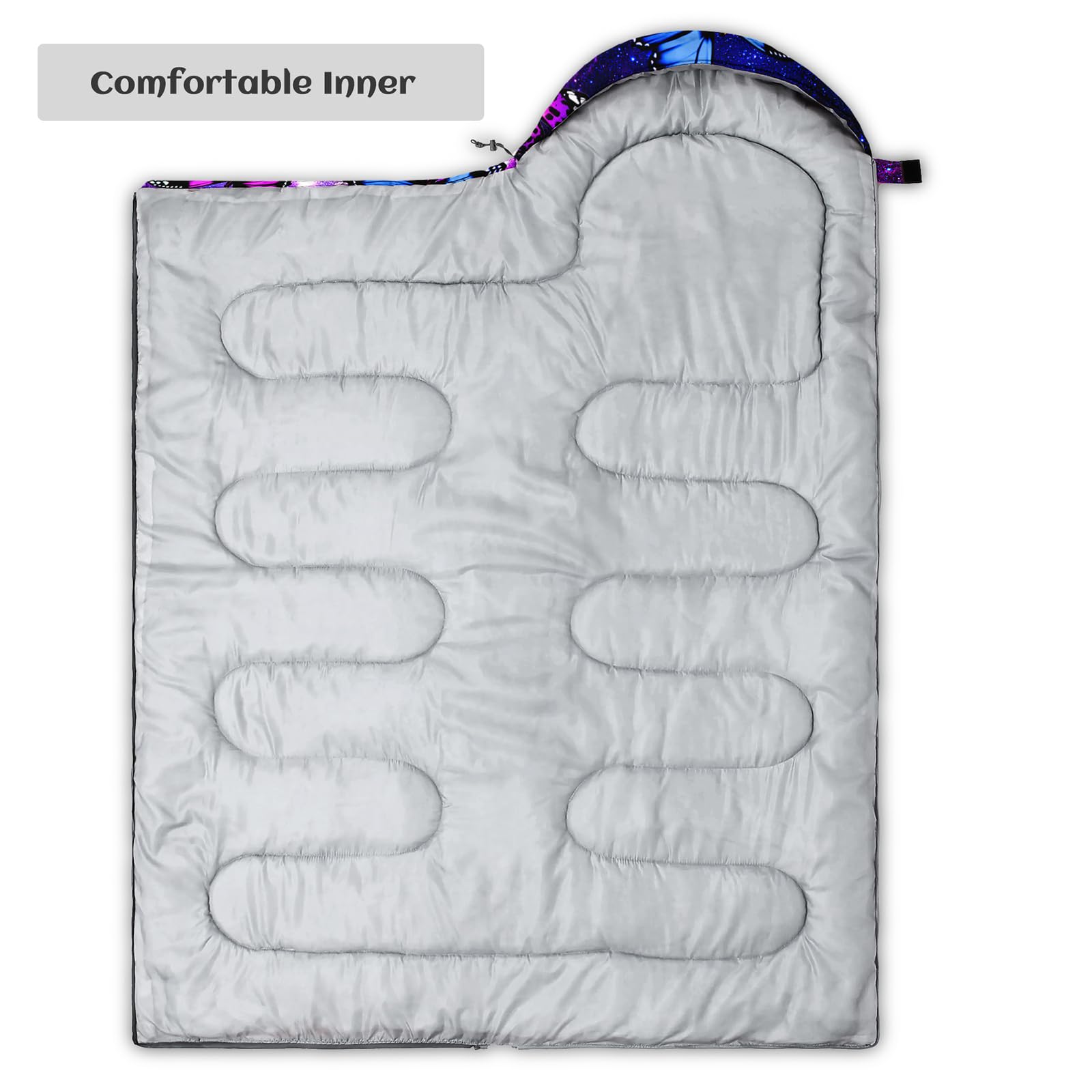 Ntttopship bright-colored sleeping bag suitable for kids and adults.