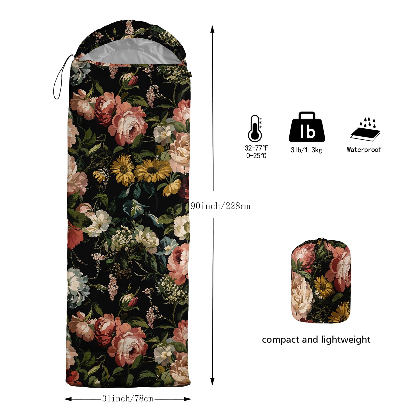 Nttopship sleeping bag with compact compression bag for easy packing and transport.