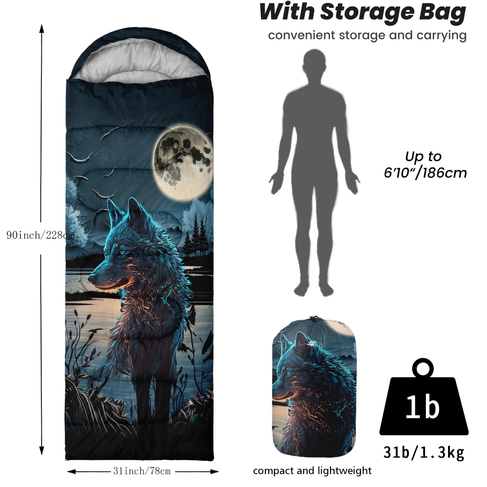 Nttopship sleeping bag open fully for roomy comfort