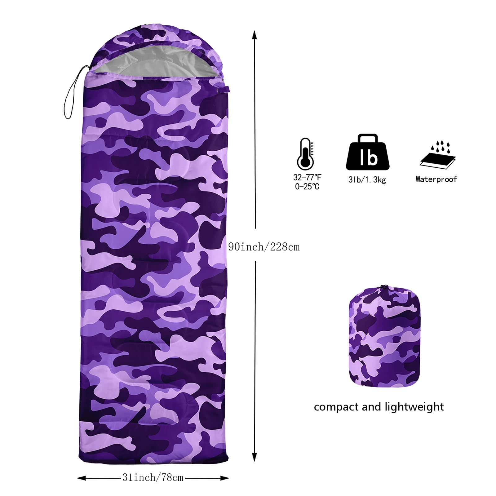 Nttopship sleeping bag with carrying bag enables easy packing and transport.