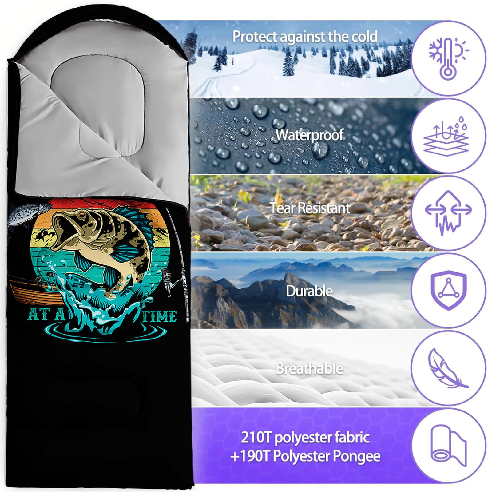 Nttopship sleeping bag two-way zipper enables easy temperature control.