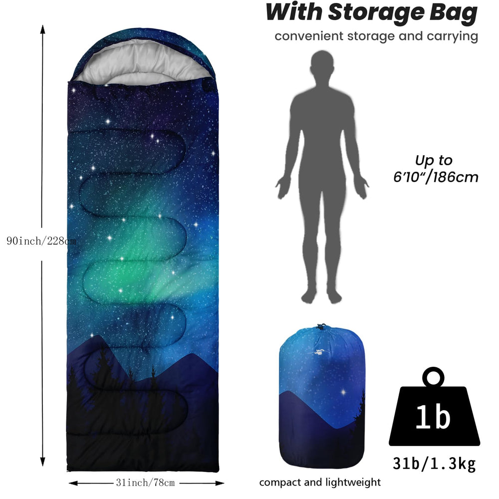 Nttopship sleeping bag demonstrates warmth in 32-77°F range outdoors
