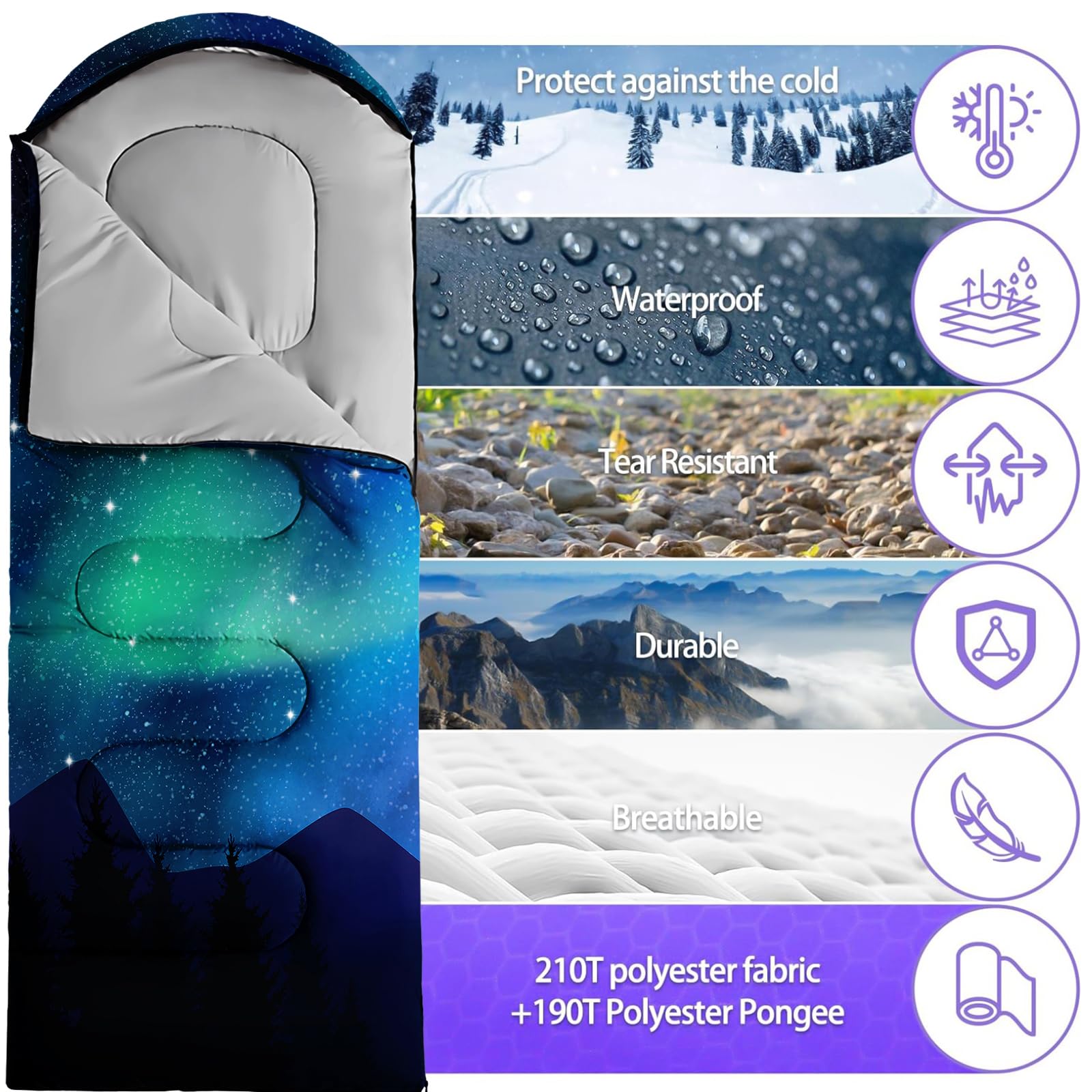 Nttopship sleeping bag waterproof shell with hexagonal design protects from weather