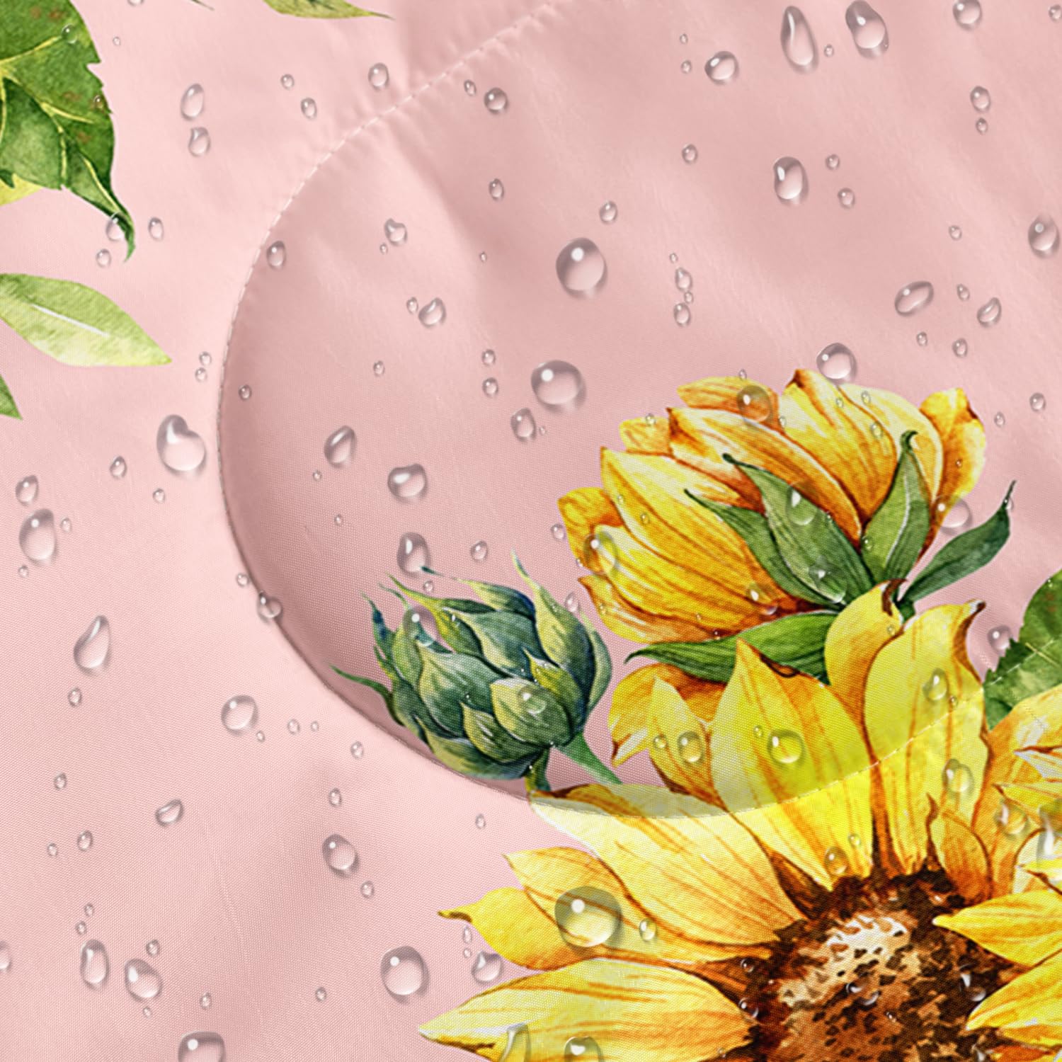 Nttopship sunflower pink sleeping bag material close-up shows breathable fabric and waterproof shell