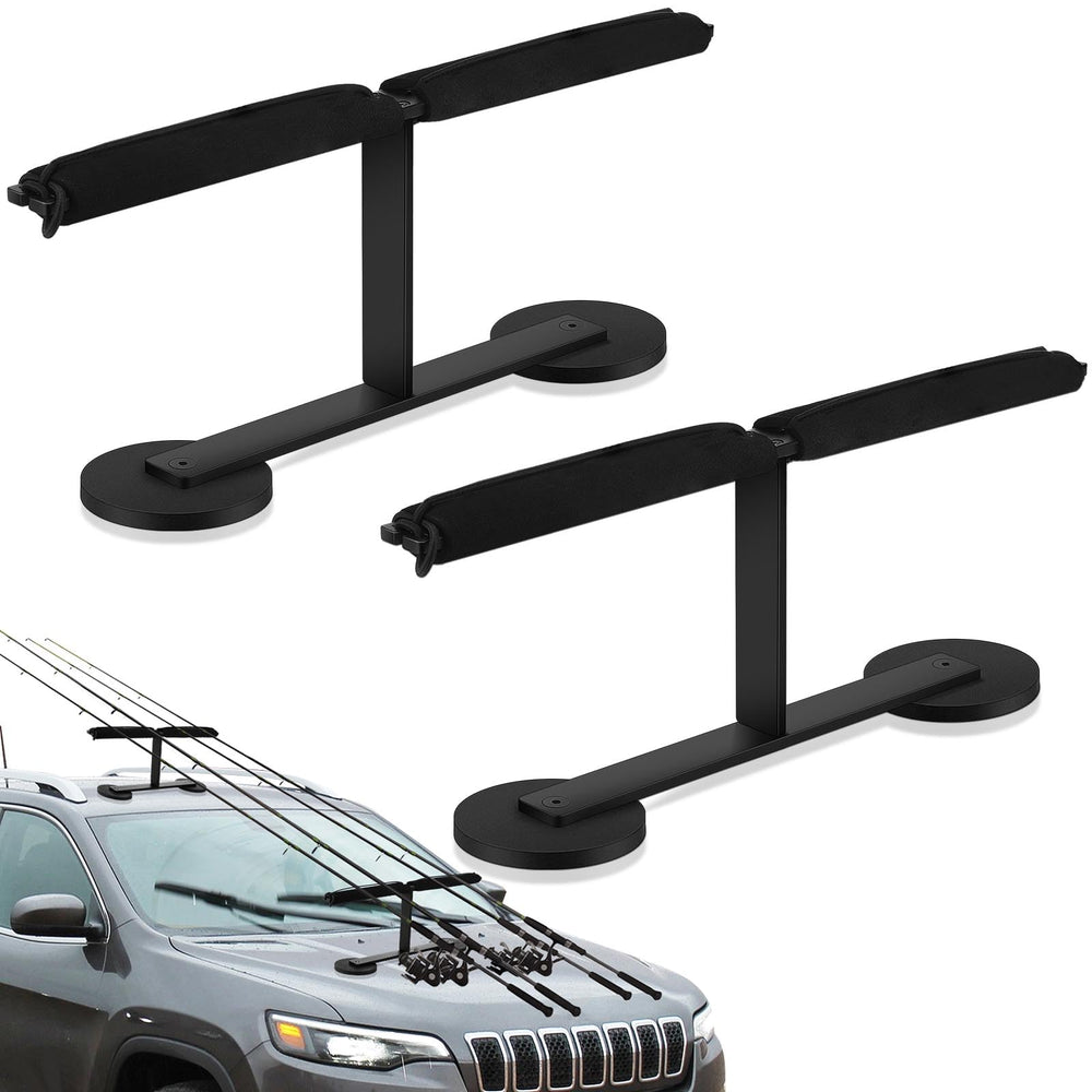 Nuenen fishing-rod-holder pair on hood mount keeps rods secure during transit.