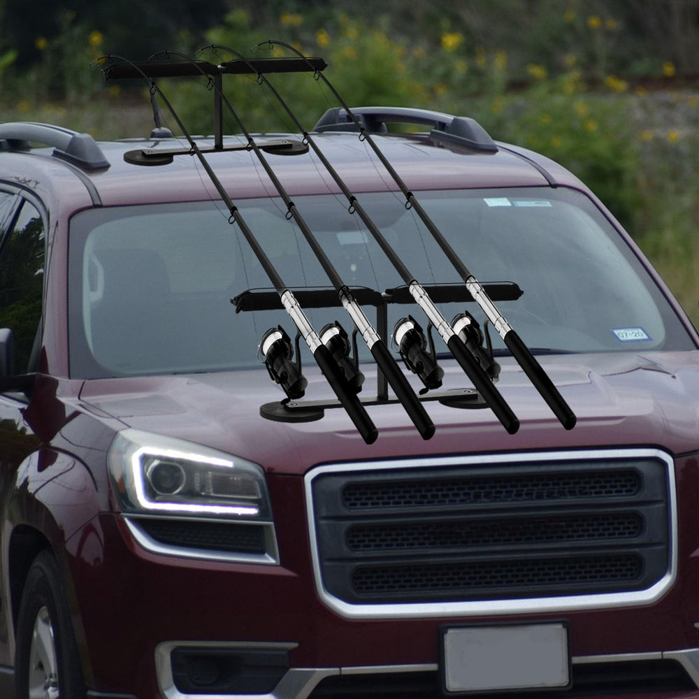 Nuenen fishing-rod-organization-on-truck illustrates tidy rod setup for roadside trips.