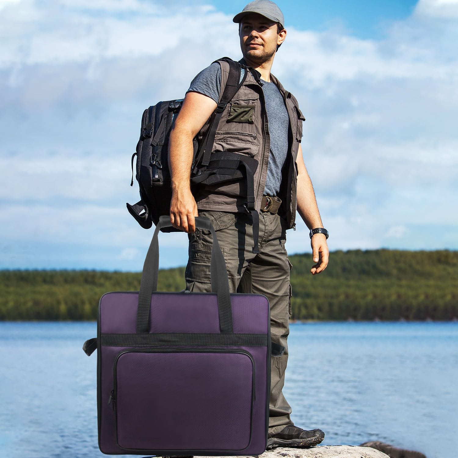 Back pocket and side mesh pockets keep accessories organized.
