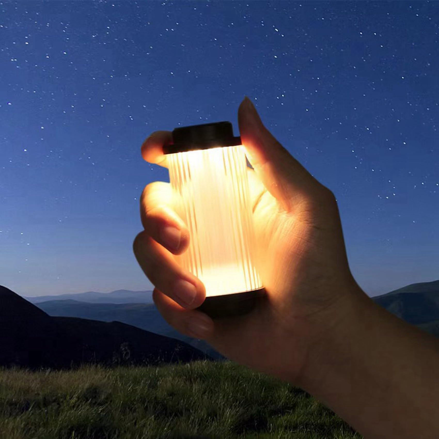 Nuhikap lanterns emit steady warm white light for cozy campsites.