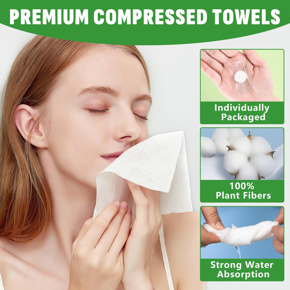 NUITPY compressed towel tablet after activation—expands into a soft wipe.