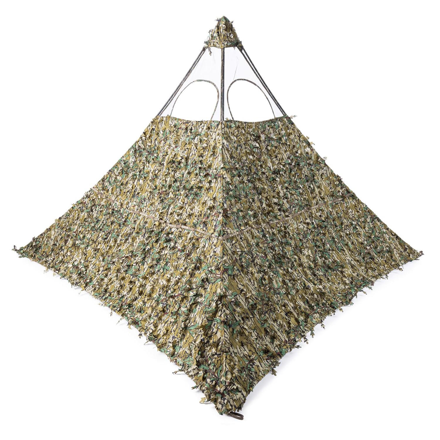 Nukem Grab & Go blind in Mossy Oak Greenleaf blends with woodland for concealment.