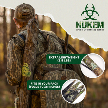 Nukem Grab & Go Mossy Oak Obsession pattern blends with woods