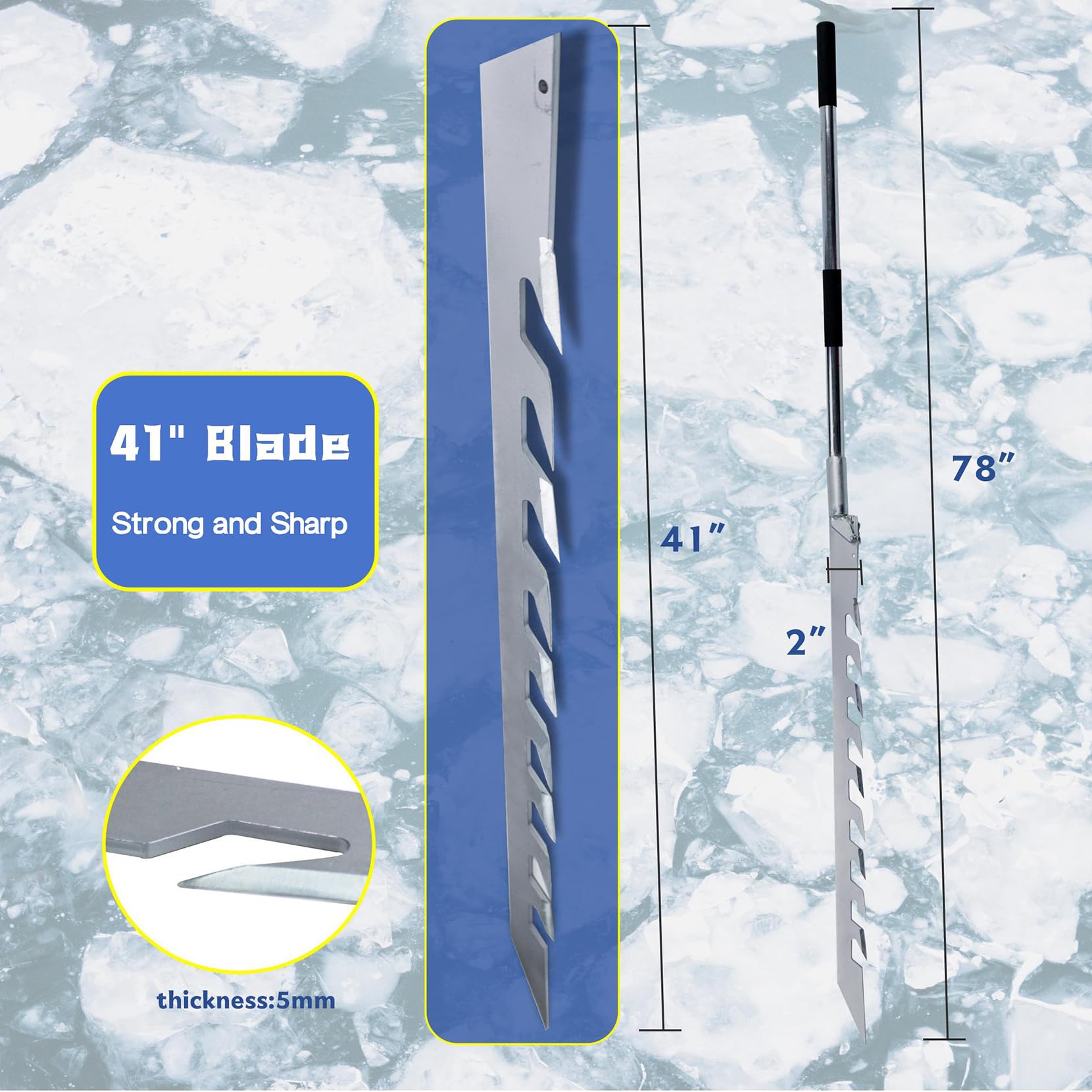 Close-up of the 9 sharp teeth on the ice saw blade