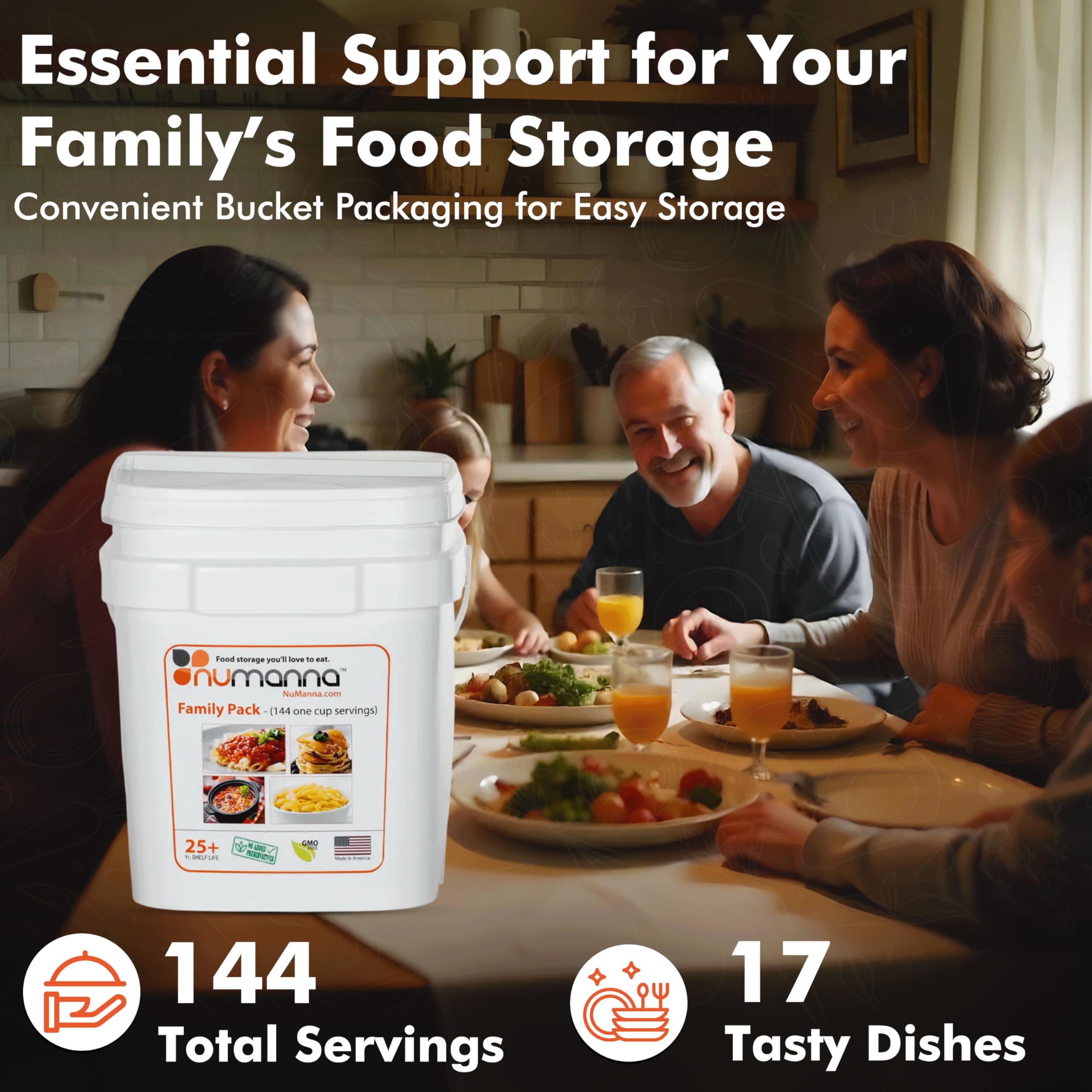 NuManna 25-year shelf life on packaging supports long-term preparedness.