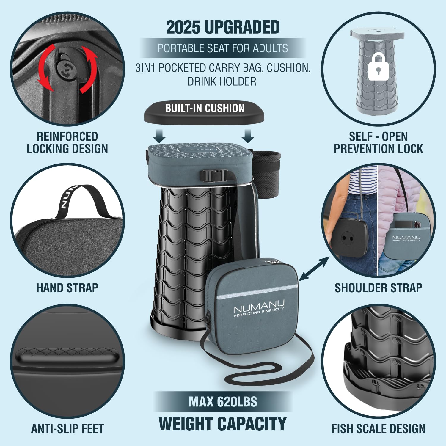 NUMANU 3IN1 cushioned carry bag with storage for convenient transport.