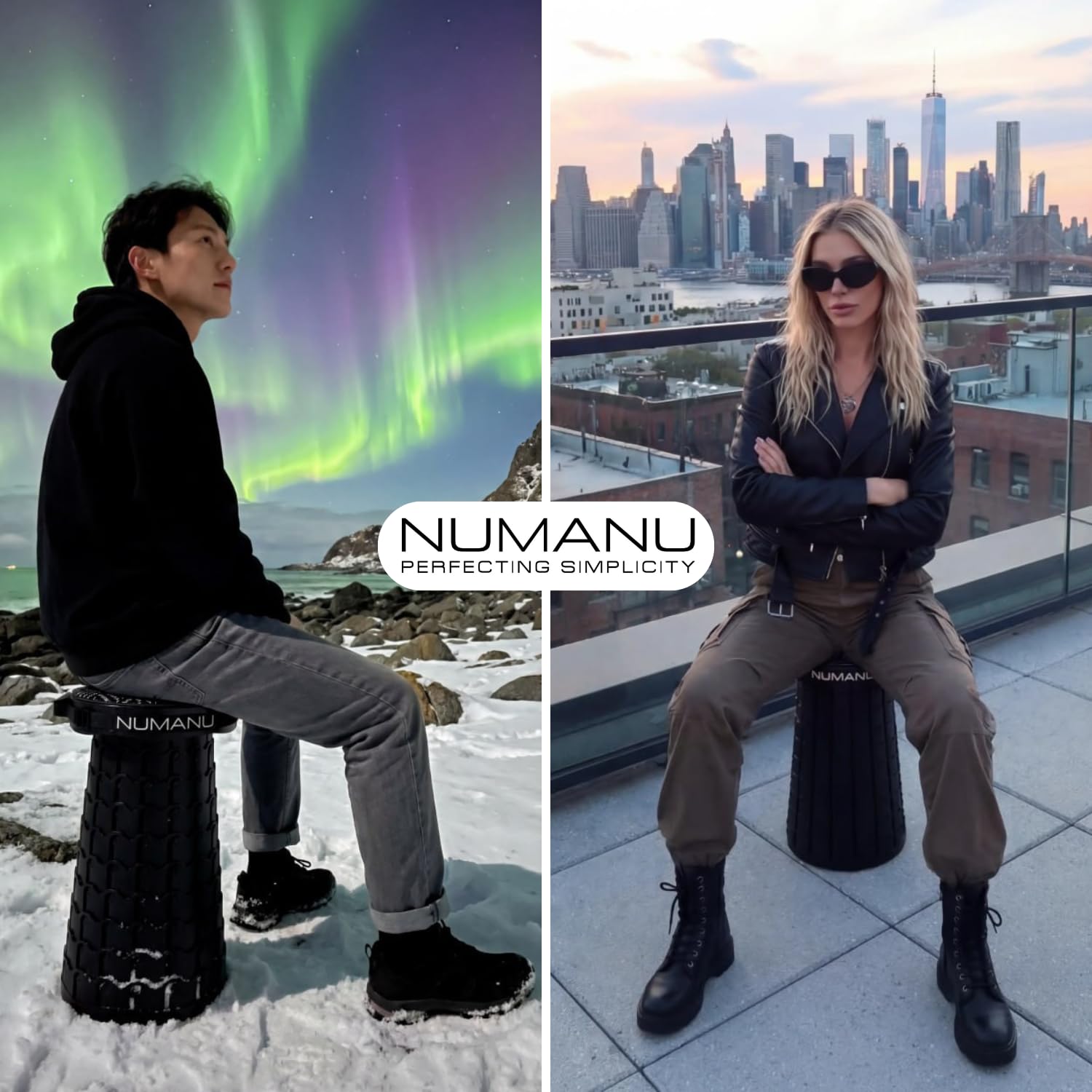 NUMANU XXL collapsible stool with 360 swivel seat for comfort