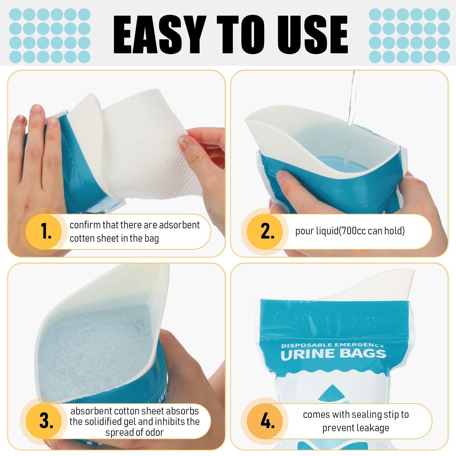 Nuogo urinal bags leakproof seal prevents spills and keeps surroundings clean