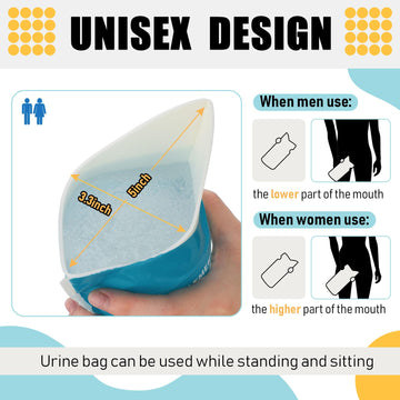 Nuogo urinal bags portable folded size fits pockets or backpacks