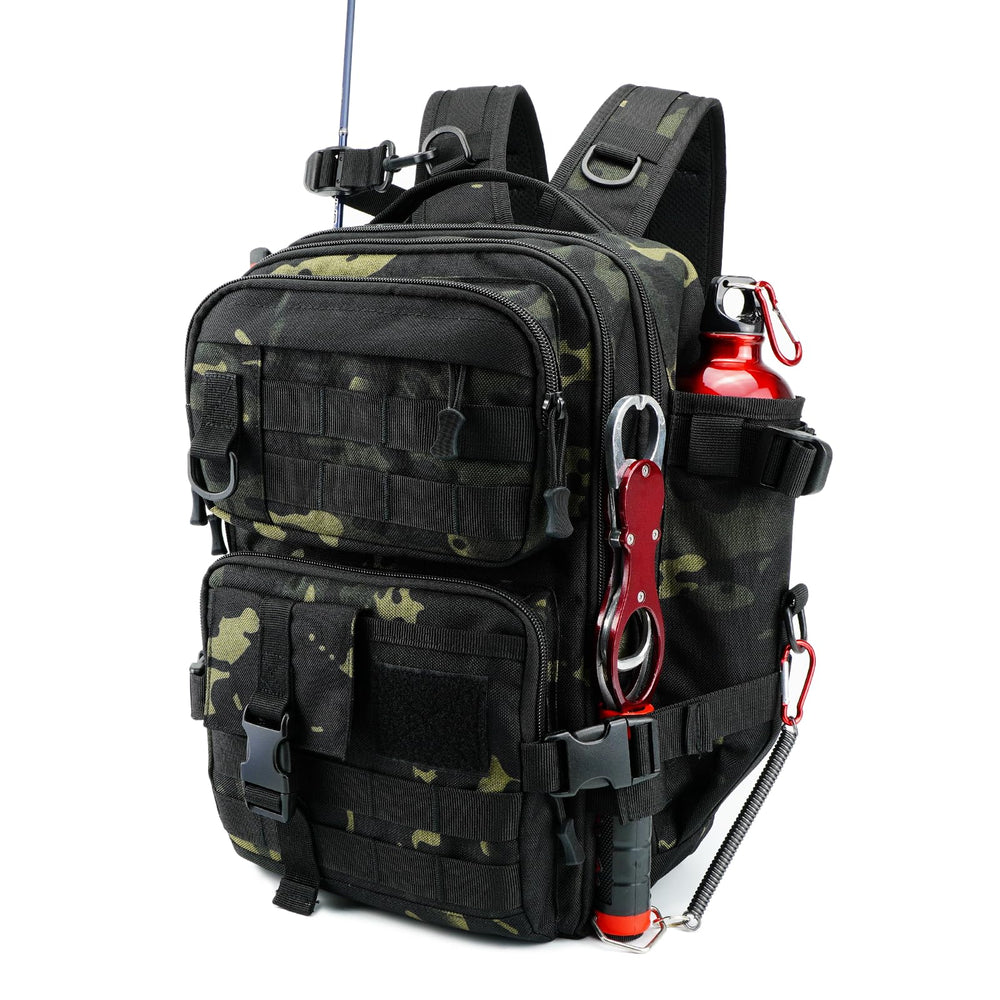 Nuoviyiya small fishing backpack with water-resistant fabric keeps gear dry on damp shores.