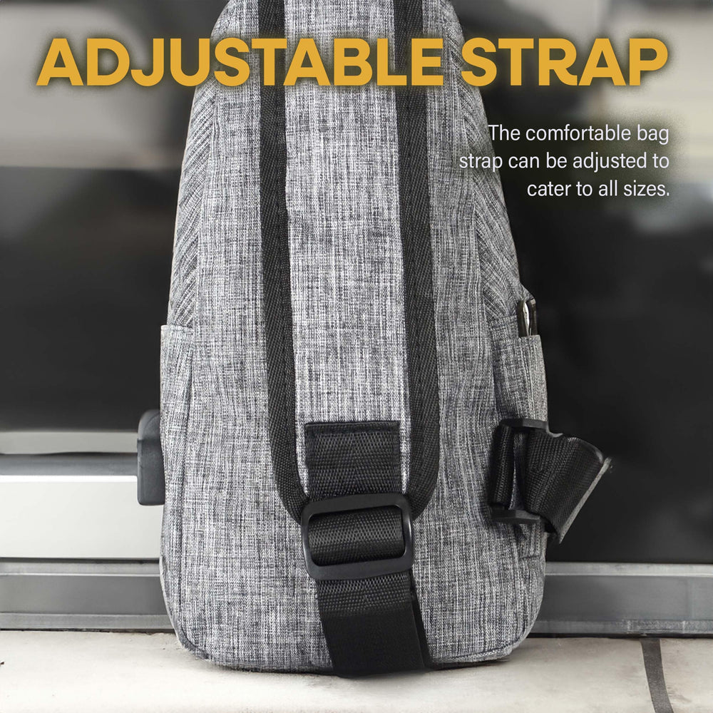 Nupouch Anti-Theft Daypack in-use city scene illustrates secure travel in crowded spaces.