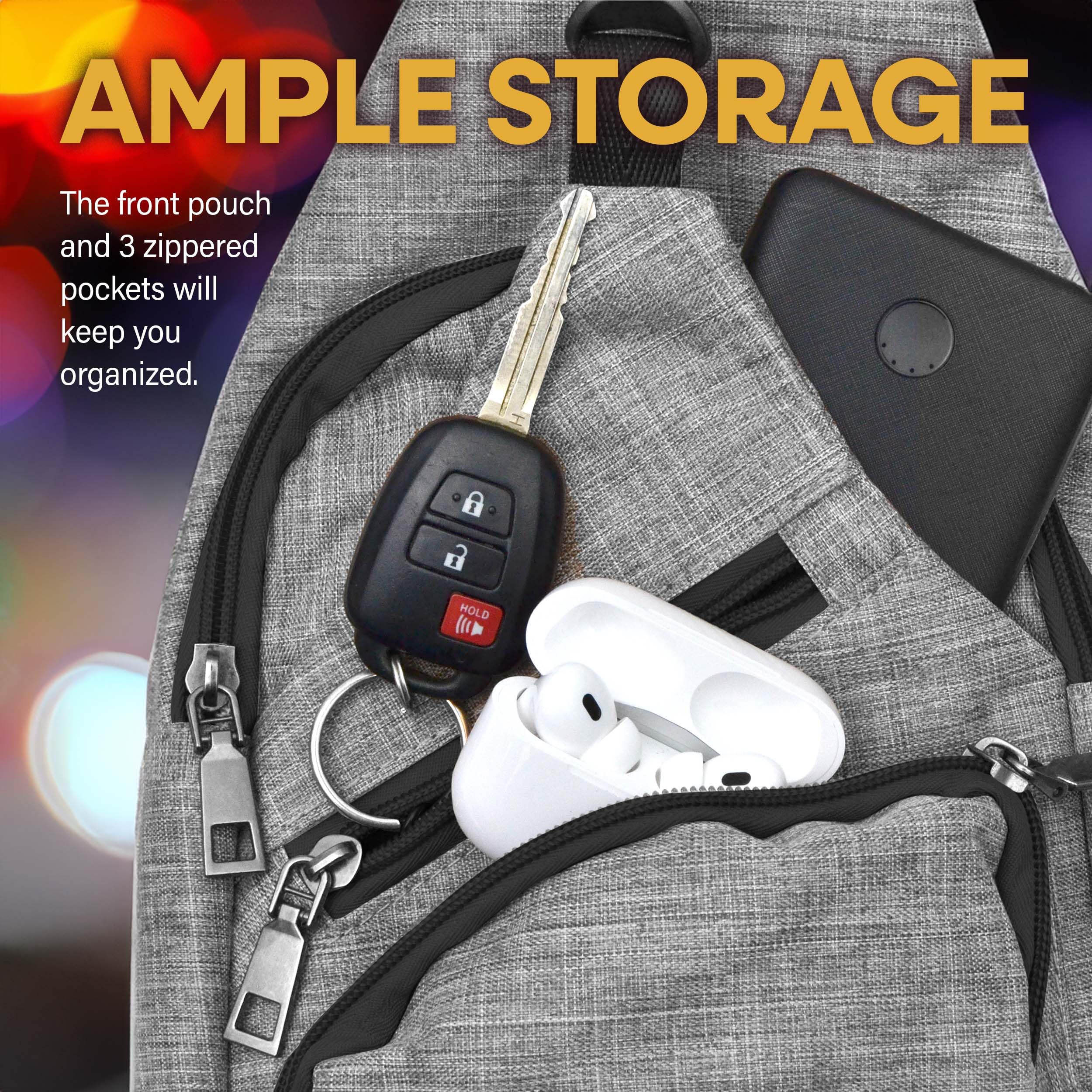 Nupouch Anti-Theft Daypack USB port close-up highlights on-the-go device charging.