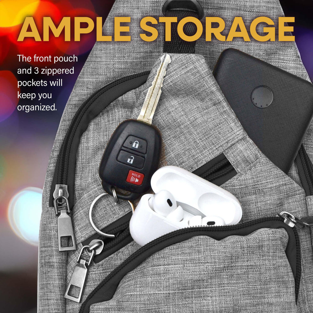 Nupouch Anti-Theft Daypack USB port close-up highlights on-the-go device charging.